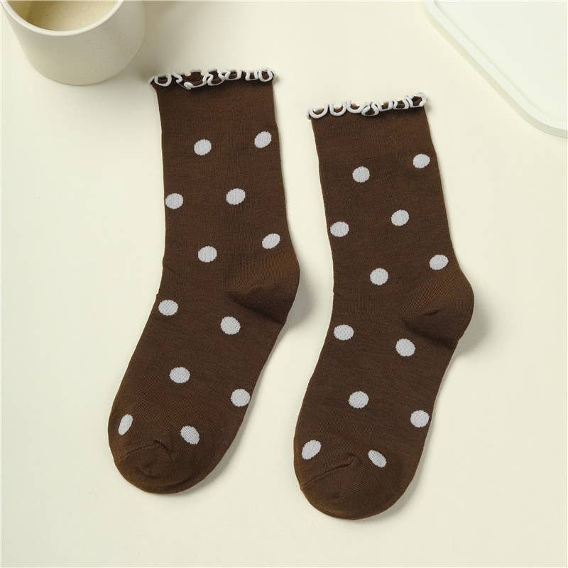 Ruffled Polka Dot Crew Socks