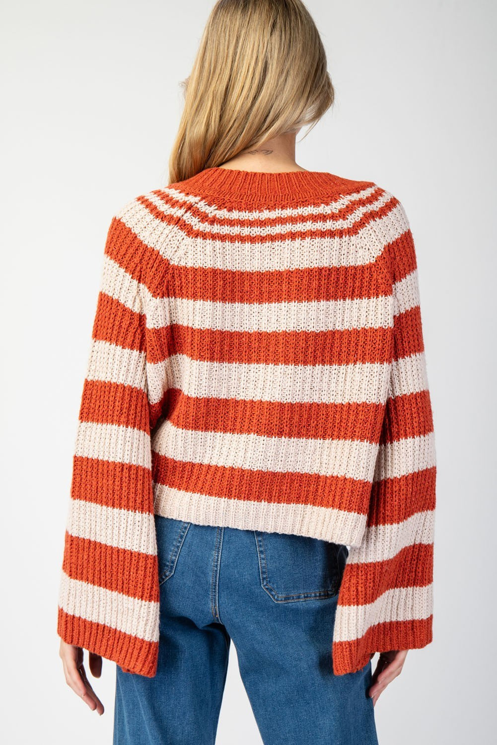 Burnt Orange Striped Bell Sweater (REG)