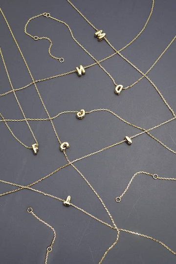 Mini Bubble Letter Initial Necklace