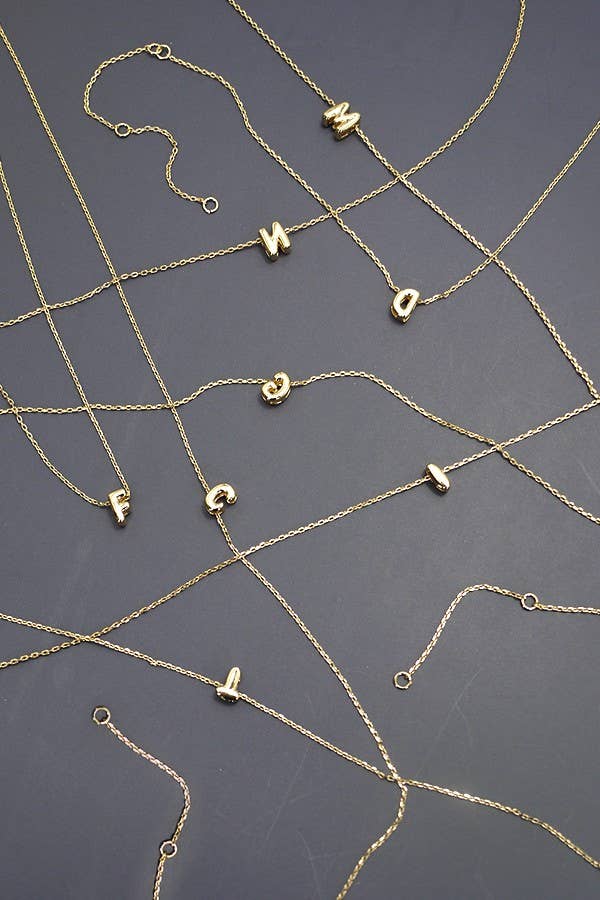Mini Bubble Letter Initial Necklace