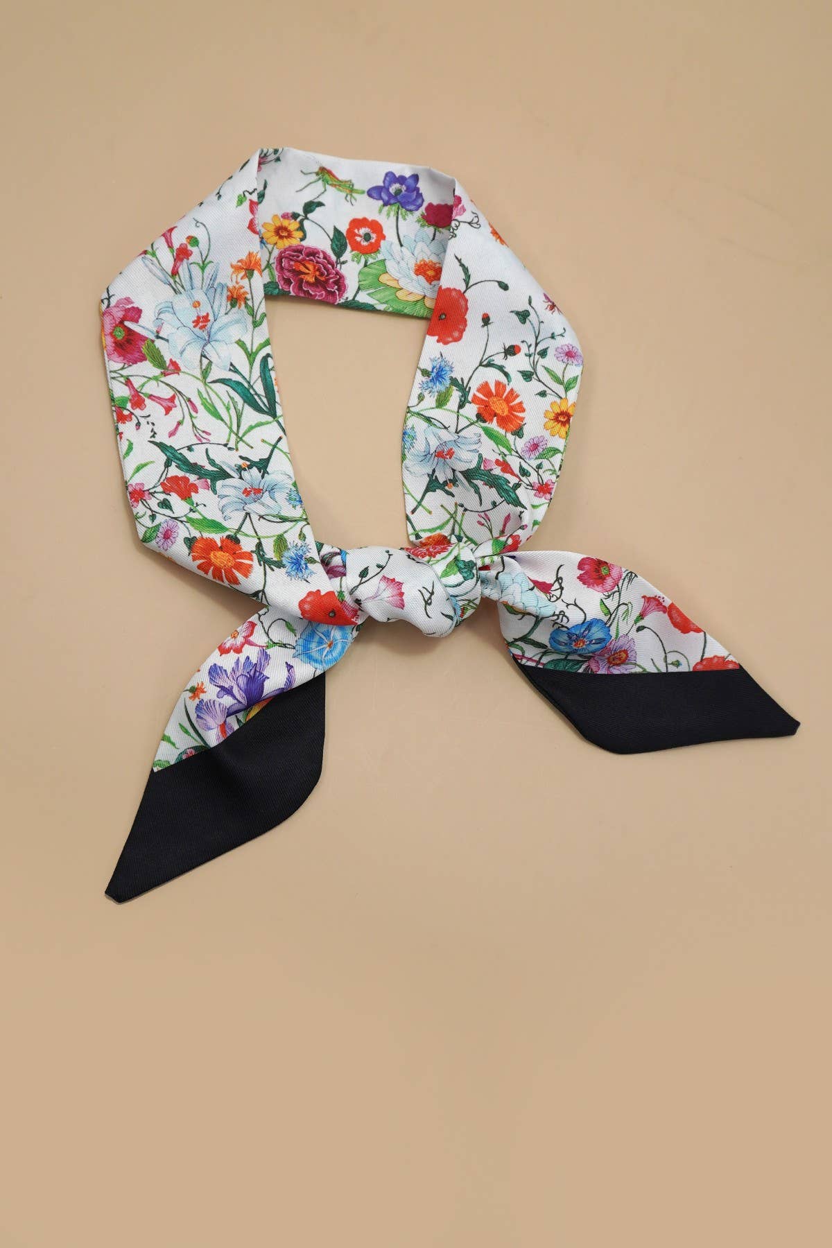 Silky Floral Twilly Scarf