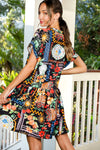 Black Multi Print Mini Dress (REG)