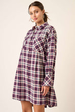 Plaid Button Down Mini Dress in Navy (REG)