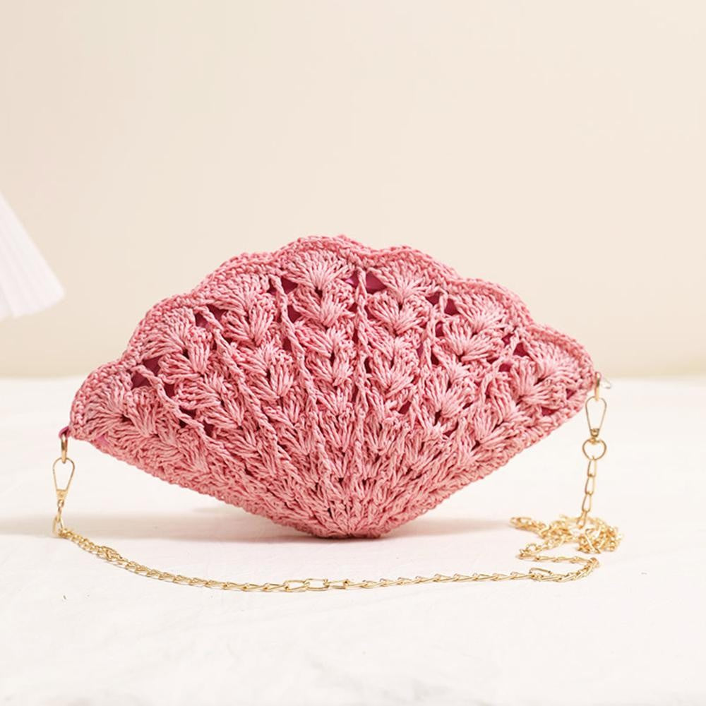 Woven Straw Shell Purse