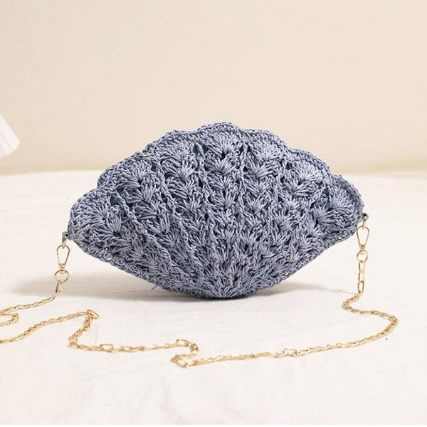 Woven Straw Shell Purse