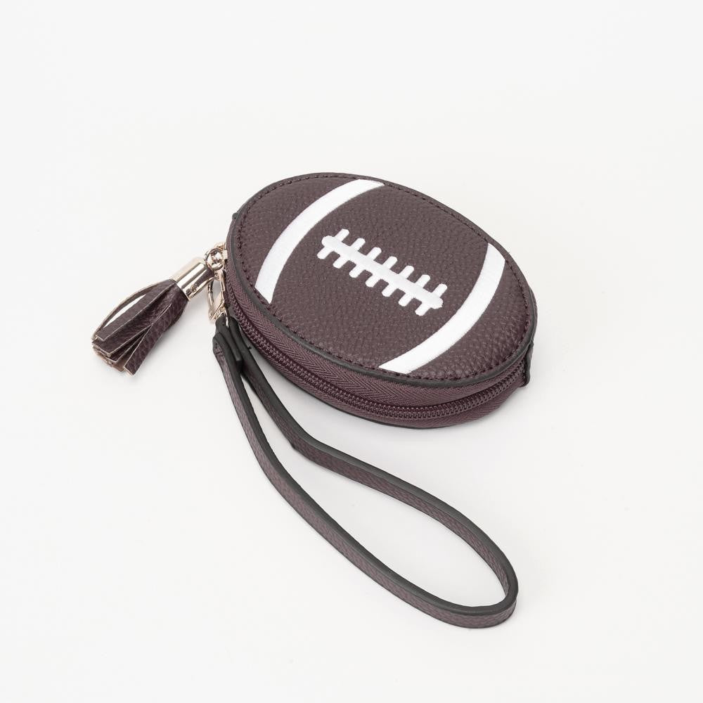 Leather Football Wristlet Purse