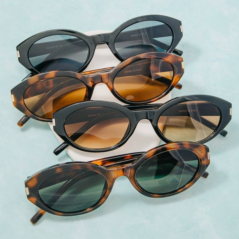 Metallic Accent Oval Sunglasses