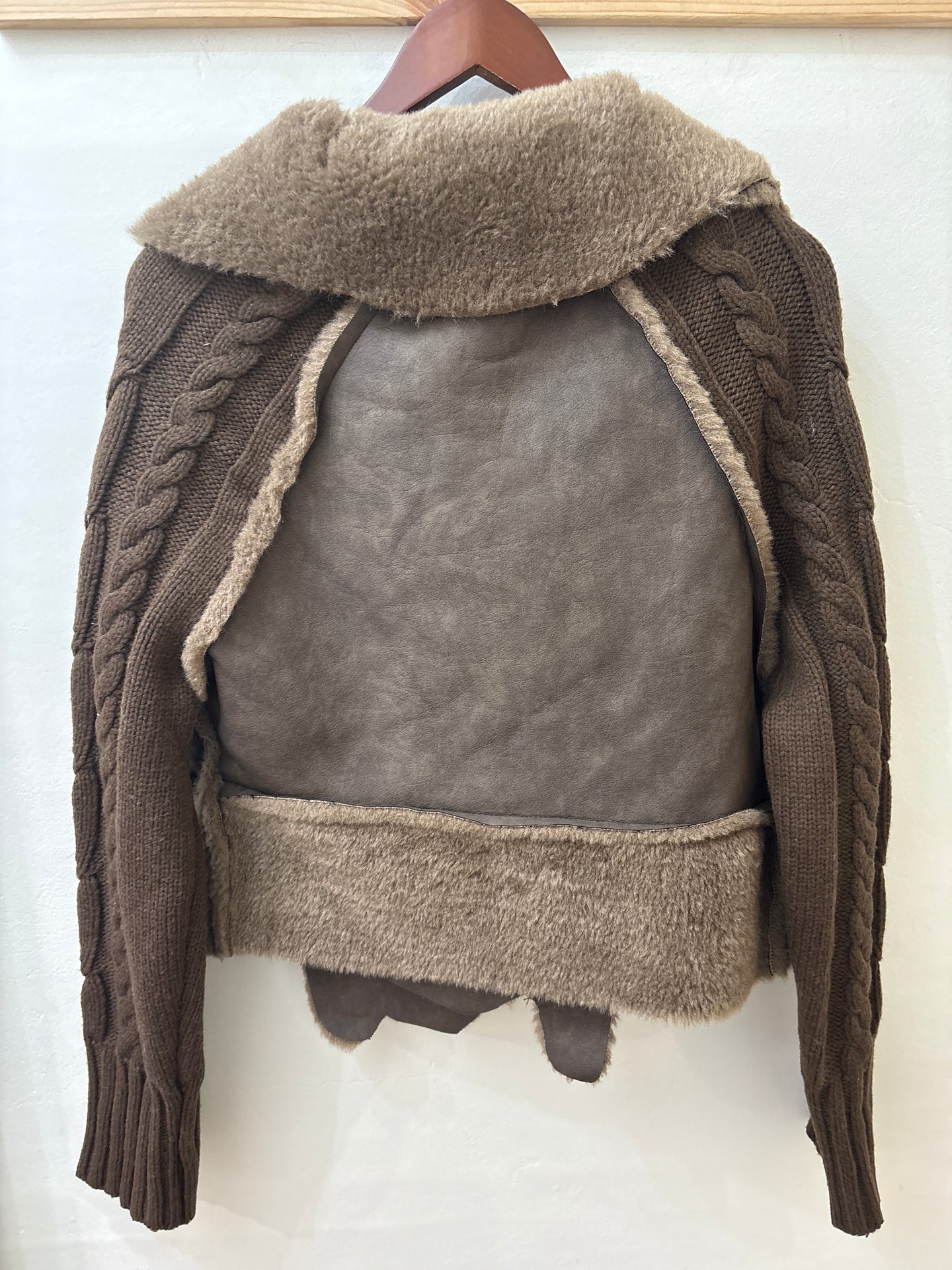 Faux Fur and Leather Jacket in Chocolate (REG)