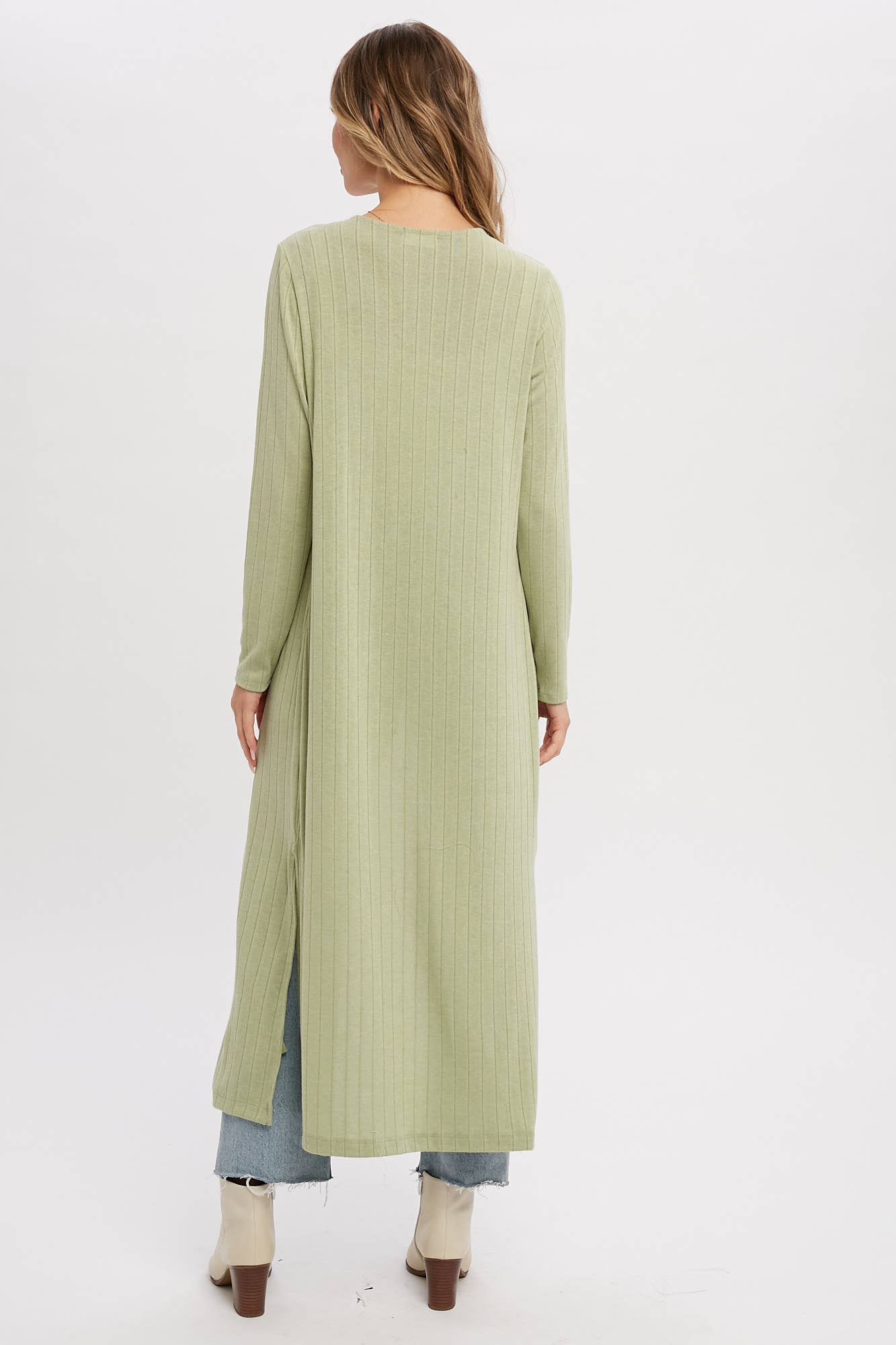 Ribbed Maxi Cardigan in Sage (REG)