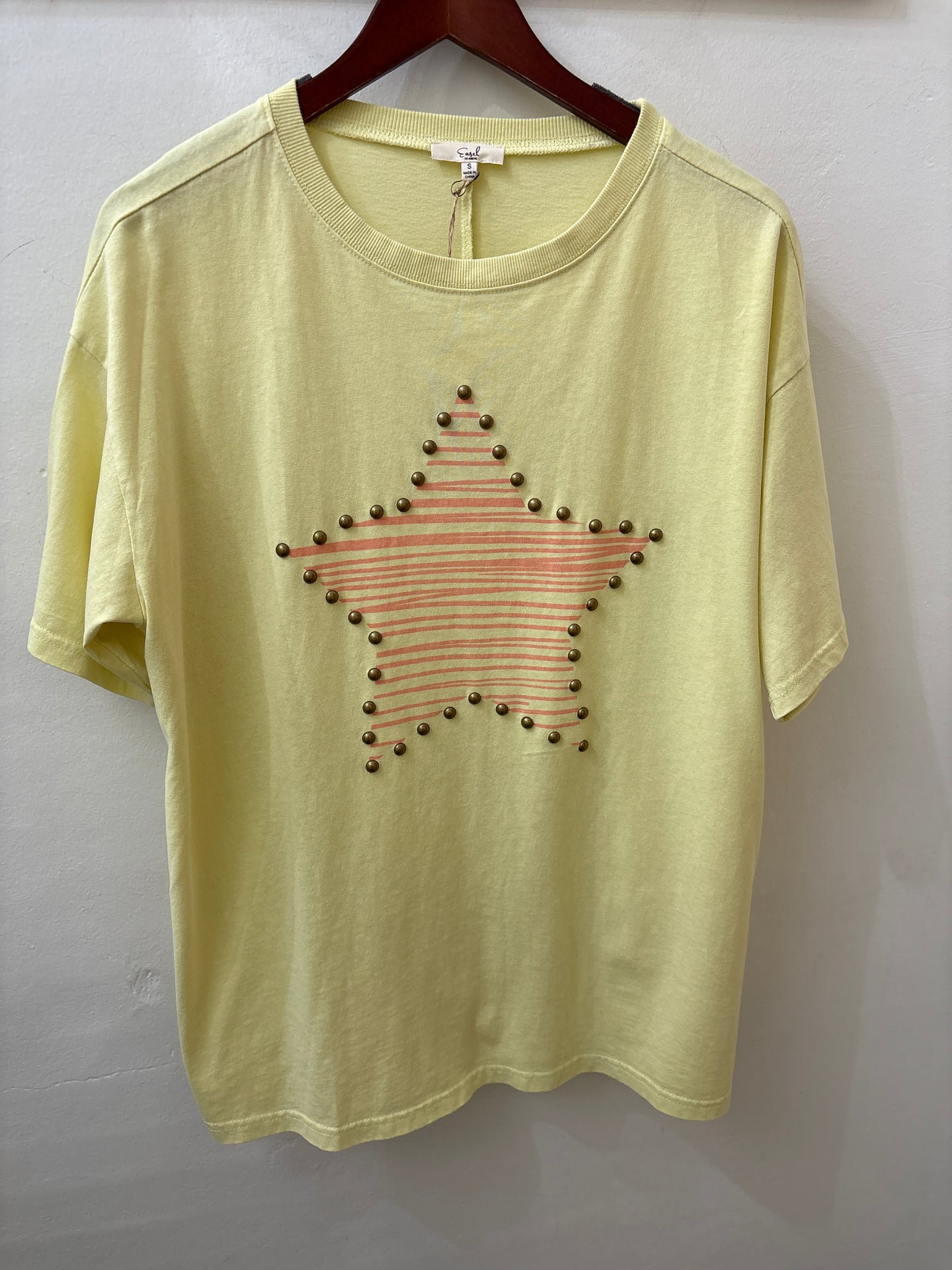 Boxy Star Studded Top in Pear (REG)