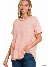 Washed Waffle Top in Coral