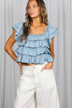 Ruffle Tiered Chambray Top (REG)