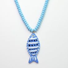Blue Fish Thin Beaded Necklace