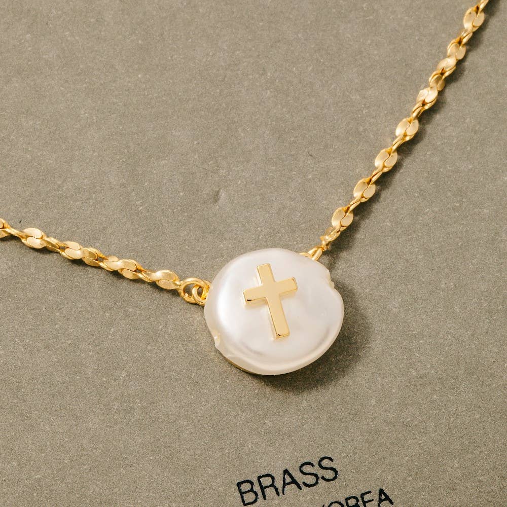 Cross On Pearl Necklace