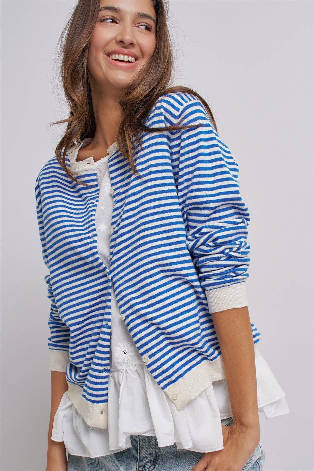 Blue Breton Striped Cardigan (REG)