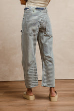Striped Twill Barrel Pants in Navy (REG)