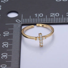 14K Filled CZ Dainty Cross Ring