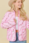 Pink Floral Quilted Jacket (PLUS)