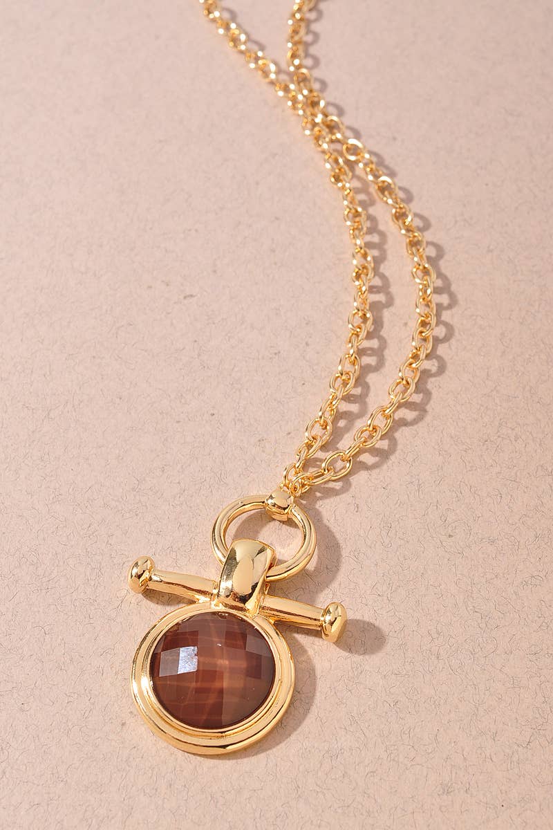 Round Cat's Eye Stone Necklace
