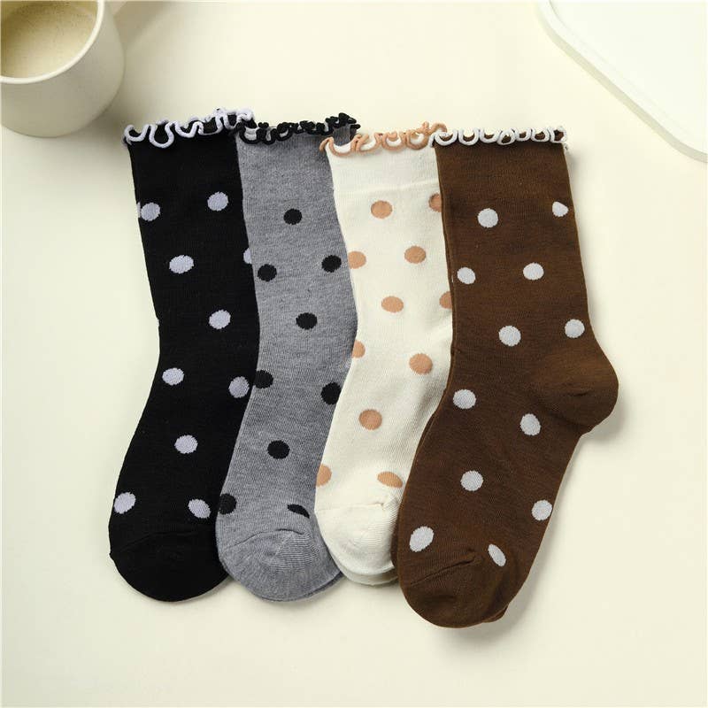 Ruffled Polka Dot Crew Socks