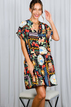 Black Multi Print Mini Dress (REG)