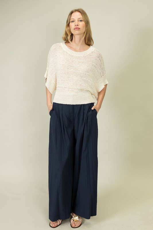 Lightweight Open-Knit Pullover Sweater in Off White (REG)