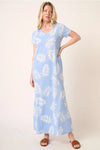Leaf Print Maxi Dress in Blue (REG)