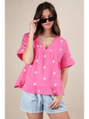 Darling Daisy V-Neck Top in Pink (REG)