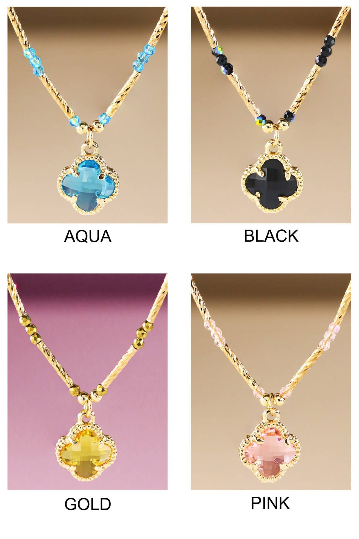 Beaded Clover Charm Necklace