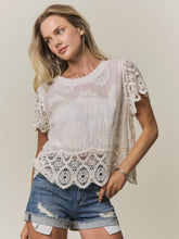 Sheer Floral Crochet Top in Beige (REG)