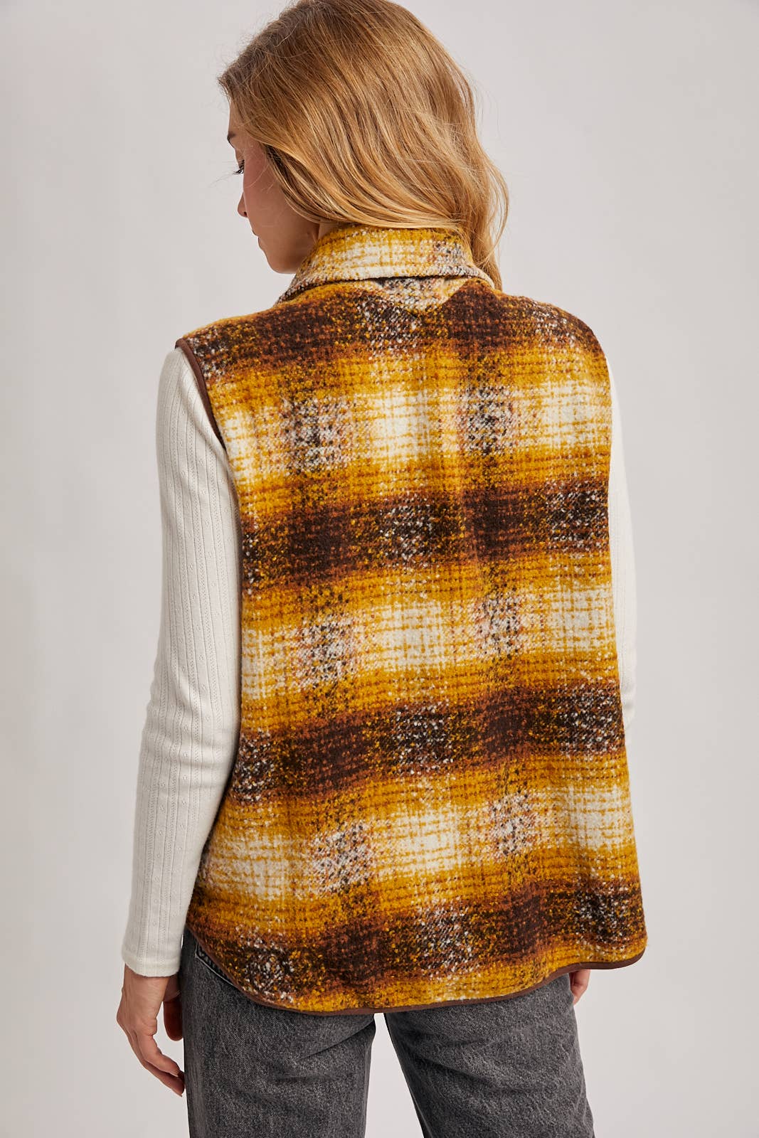 Mustard Flannel Plaid Vest (REG)