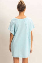Oversized V-Neck Top in Blue (REG/PLUS)
