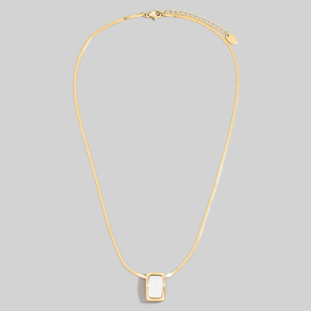 Stainless Steel Rectangle Pearl Necklace