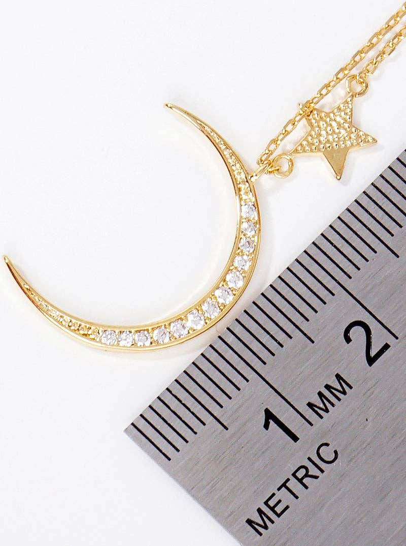 18K CZ Celestial Moon Necklace