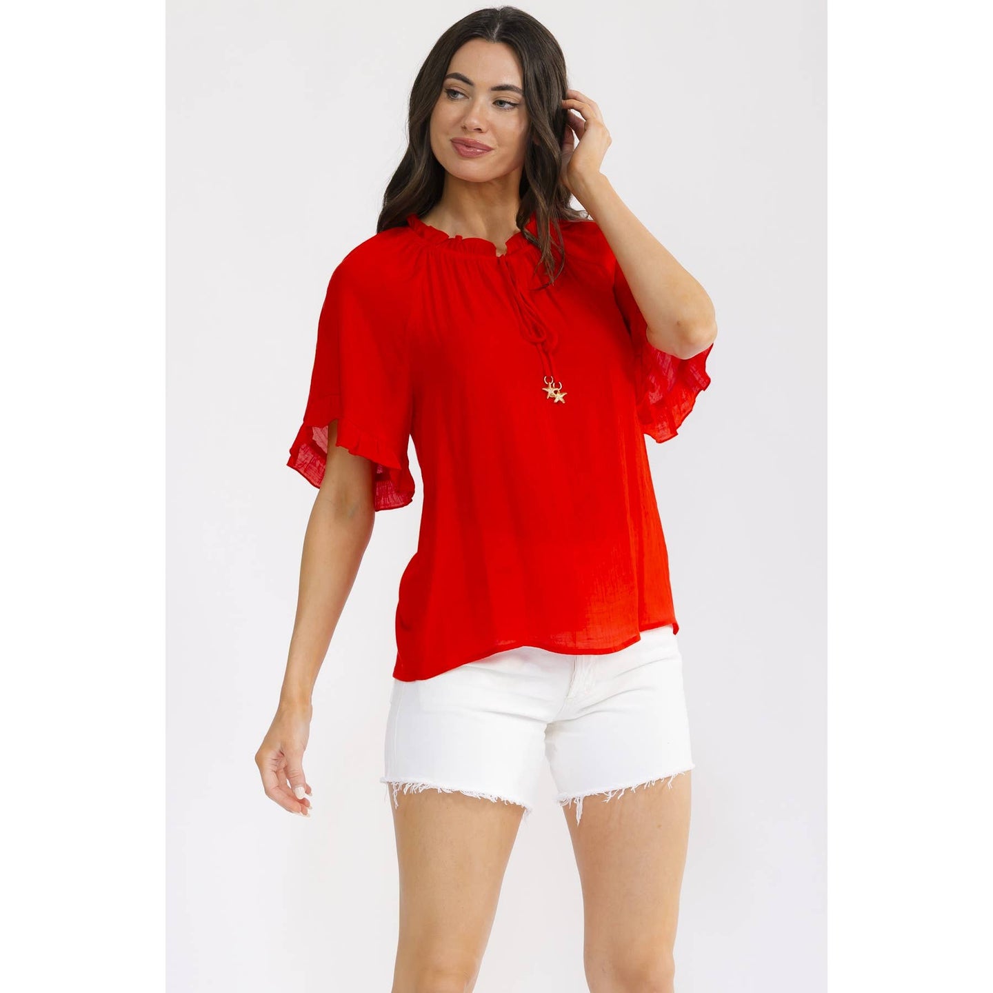 Starfish Tassel Top in Red (REG)