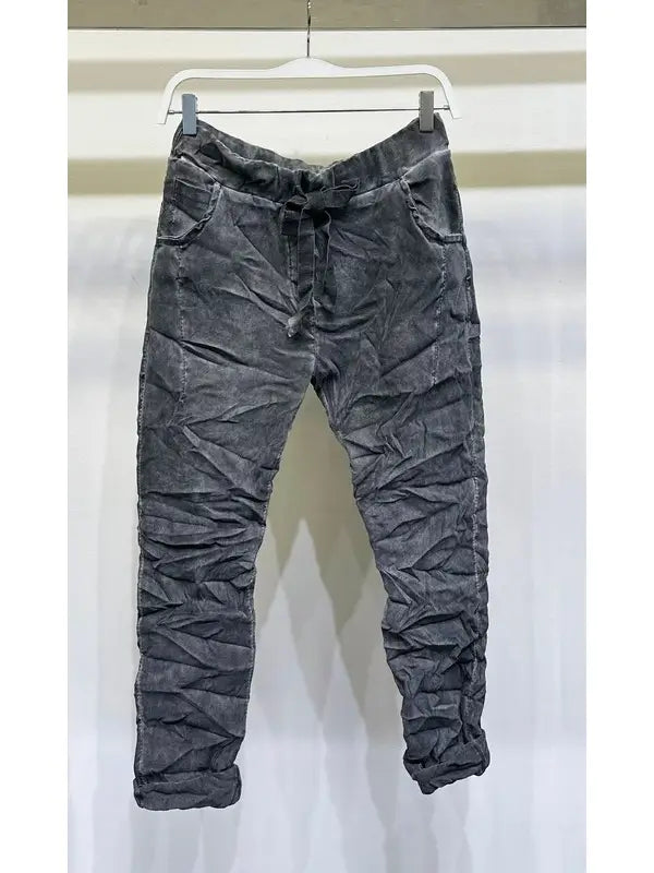 Stonewash Crinkle Jogger Pants in Charcoal Grey (REG)