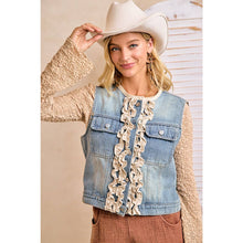 Washed Ruffle Denim Vest (REG)