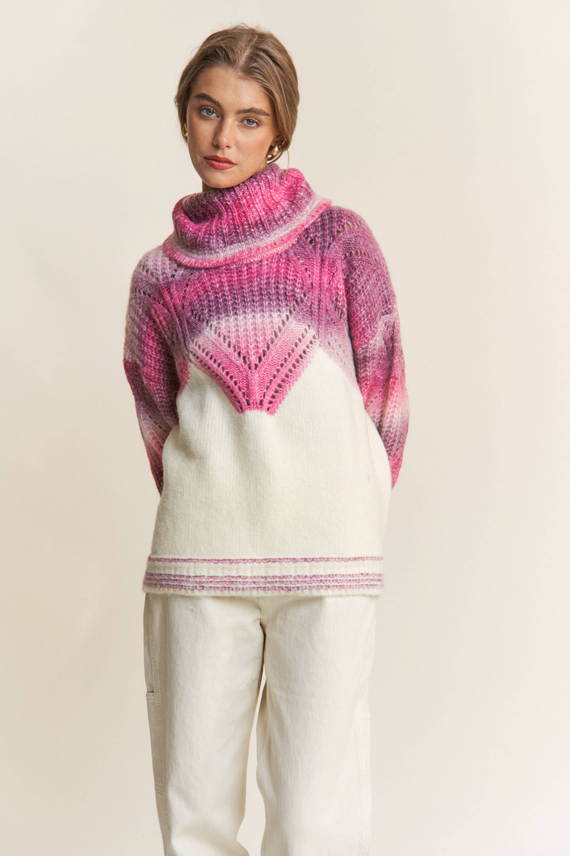 Chevron Colorblock Knit Sweater (REG)