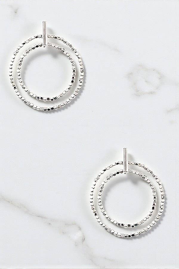 Double Ring Beaded Drop Earrings