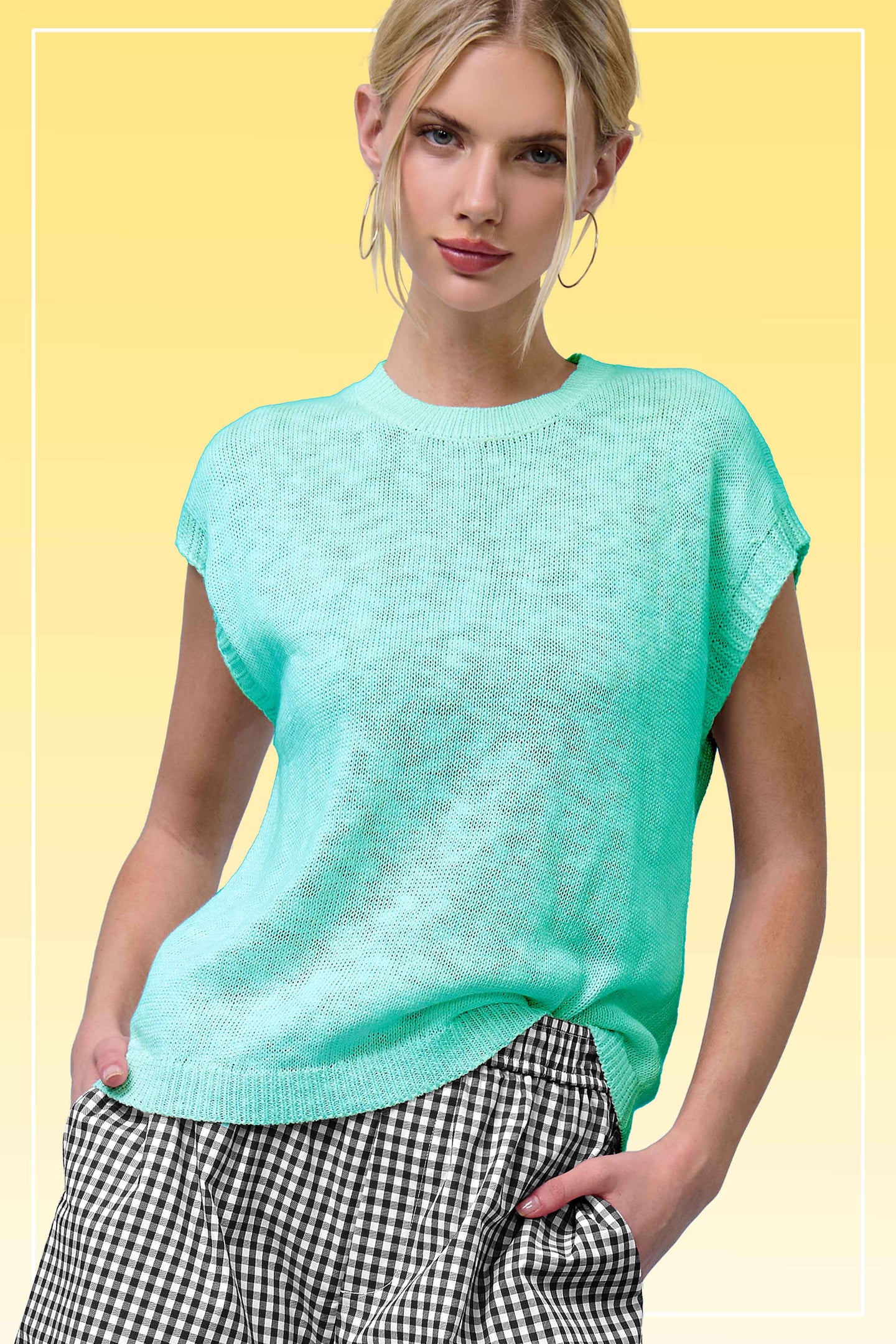 Sleeveless Ribbed Knit Sweater in Tiffany (REG)