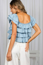 Ruffle Tiered Chambray Top (REG)