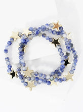 3 Genuine Stone Star Stretch Bracelet Set