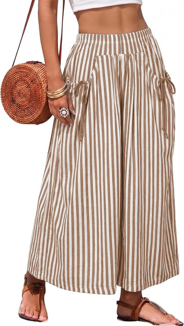 Brown Striped Vacation Palazzo Pants (REG)