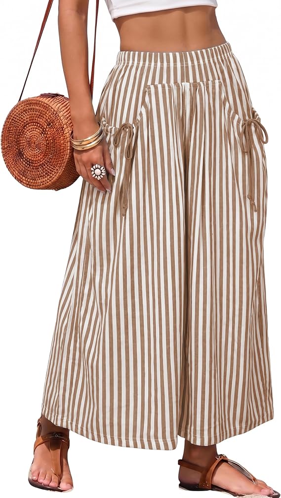 Brown Striped Vacation Palazzo Pants (REG)