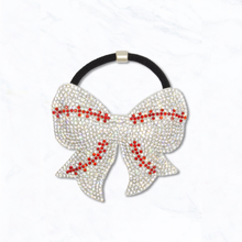 Sparkling Baseball Bow Hair Tie