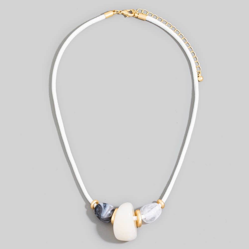 Resin and Metallic Cord Necklace