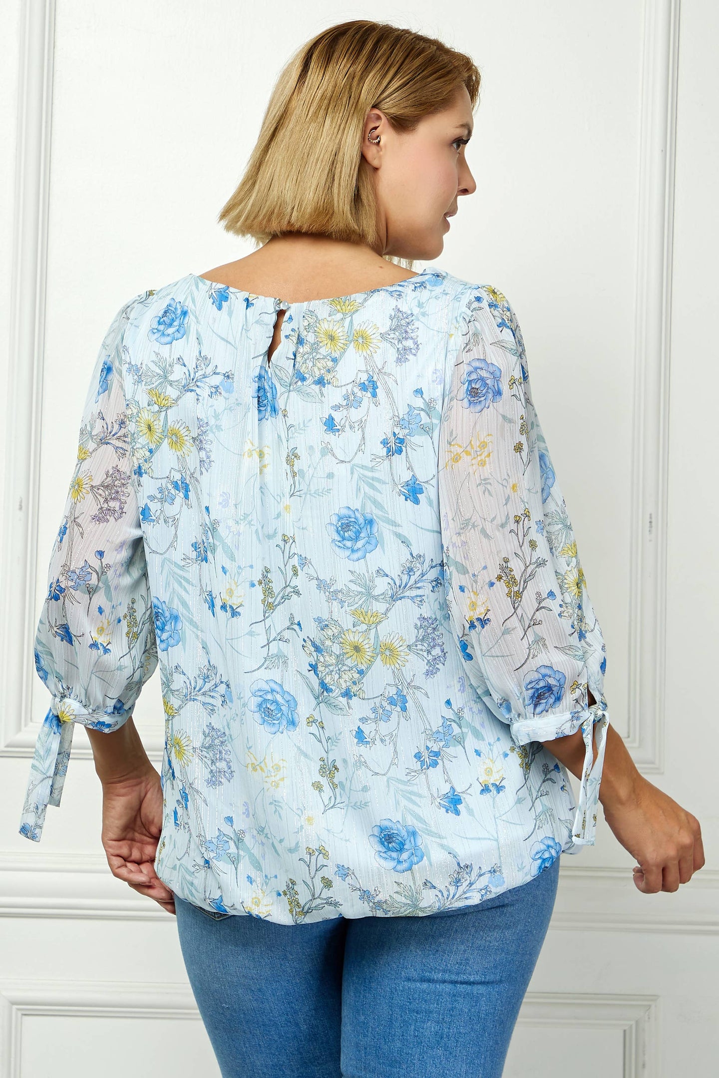 Spring Breeze Chiffon Top in Light Blue (PLUS)