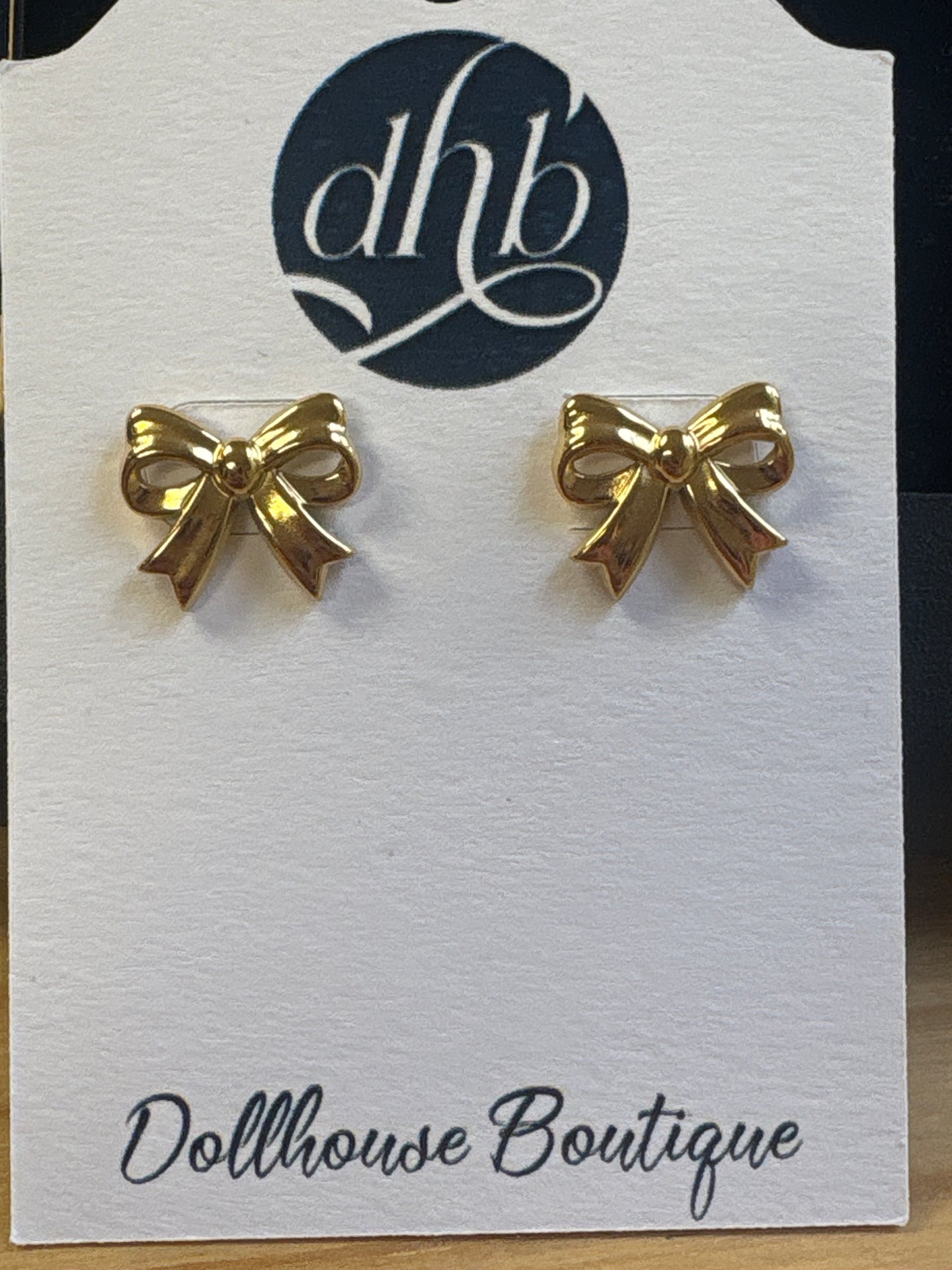 Golden Bow Stud Earrings