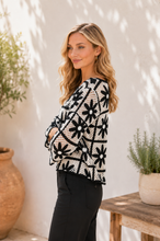Black Floral Crochet Sweater (PLUS)