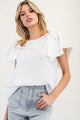 Ruffle Patch Sleeve Top in Off White (REG)